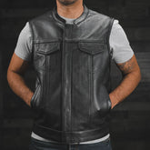 Sharp Shooter Men's Motorcycle Genuine Leather Vest